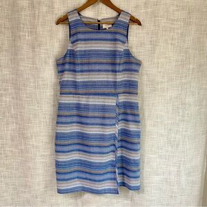 Laundry by Shelli Segal Striped Sleeveless Wrap Sheath Dress Blue